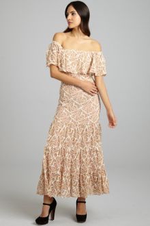 Rebecca Minkoff Nude Embroidered Chiffon Dev Ruffle Detail Dress - Lyst