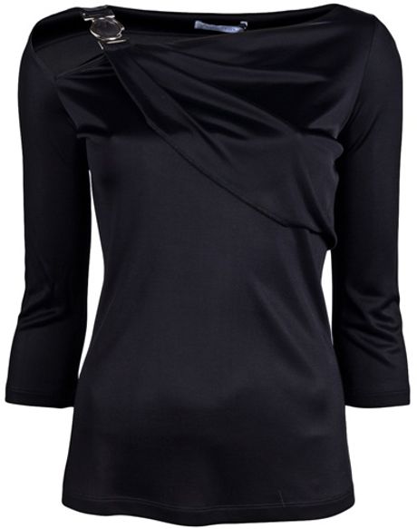 Versace Jersey Top in Black - Lyst