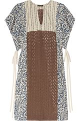 Vineet Bahl Broderie Anglaisepaneled Cottonblend Dress