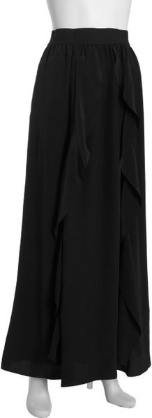 Bcbgmaxazria Black Silk Ruffle Front Maxi Skirt in Black - Lyst