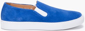 Comme Des Garçons Blue Suede Slip On Sneakers - Lyst