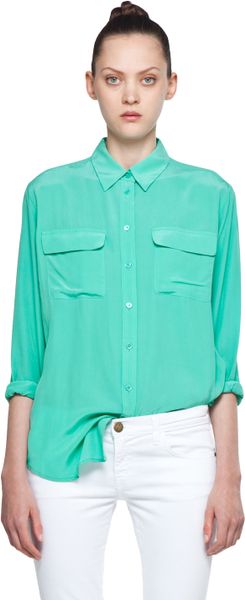 Equipment Signature Blouse  in Blue (aqua marine) - Lyst