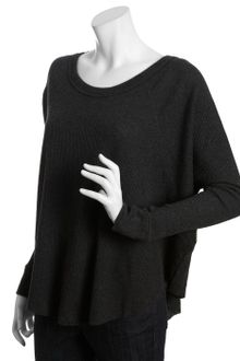 Free People Charcoal Thermal Cotton Blend Love Bug Raglan Top - Lyst