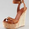 Giorgio Armani Raffia Cork Wedge Sandal Cognac in Brown (cognac) - Lyst