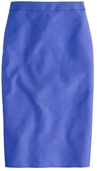J.crew Long No 2 Pencil Skirt in Doubleserge Cotton in Blue (casablanca blue) - Lyst