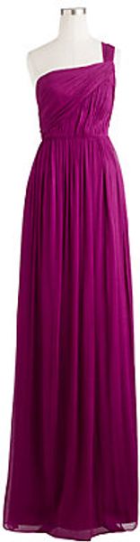 J.Crew Lucienne Long One Shoulder Dress in Silk Chiffon - Lyst