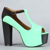 Jeffrey Campbell The Foxy Colorblock Shoe in Green and Black Neoprene in Green - Lyst