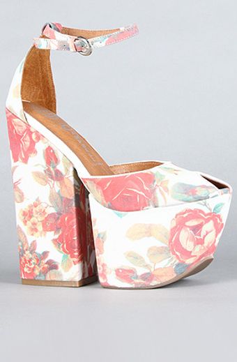 Jeffrey Campbell The 4 Evz Shoe in Ivory and Coral Floral - Lyst