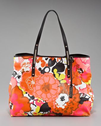  Scarlet Floralprint Denim Tote 