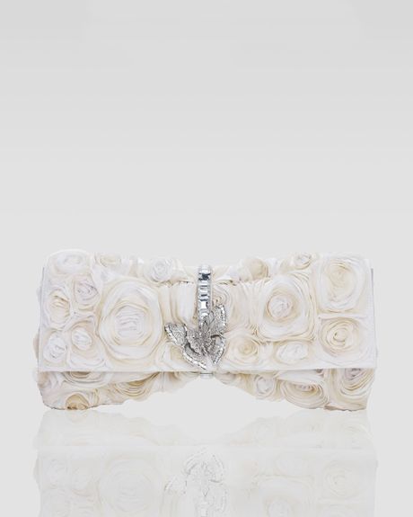Judith Leiber Nora Rosette Clutch in White (ivory) - Lyst