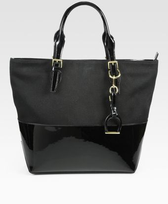  Patent Leather Canvas Tote Bag 