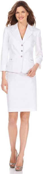 Tahari Three Quarter Sleeve Rope Pocket Jacket Pencil Skirt in White - Lyst