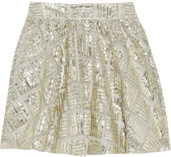  Jaylyn Patterned Metallic Mesh Skirt 