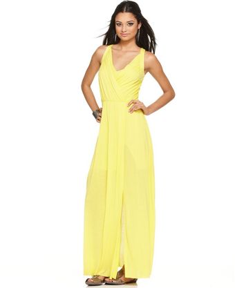  Sleeveless Pleated Vneck Maxi 