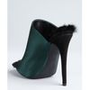 Celine Emerald Green Satin Rabbit Fur Lined Peep Toe Pumps in Green (emerald) - Lyst