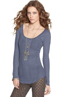 Free People Long Sleeve Ribbed Scoop Neck Tee - Lyst