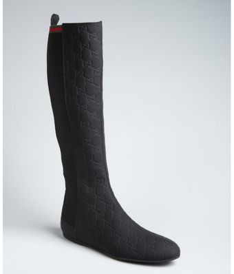 Black Guccissima Leather and Stretch Sides Riding Boots 
