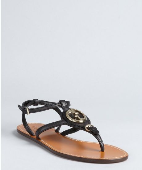 Gucci Black Leather Gg Thong Sandals in Black | Lyst