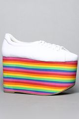 Jeffrey Campbell The Sporty Shoe in White Fabric and Rainbow
