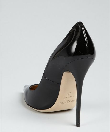 Jimmy Choo Black Patent Leather Anouk Pointed Toe Stilettos in Black | Lyst