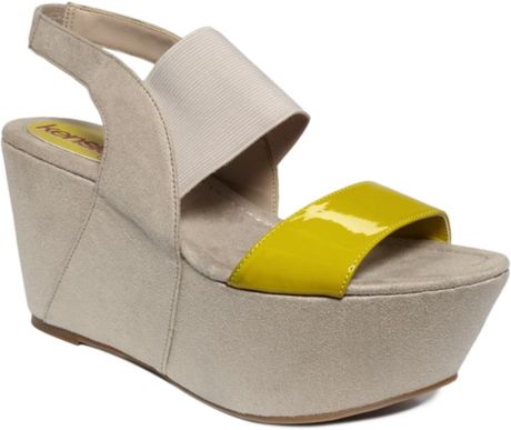 Kensie Marylynn Platform Wedge Sandals in Gray (greyyellow combo ...