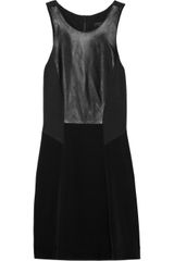 Rag & Bone Adeline Paneled Satin Leather and Bouclé Dress