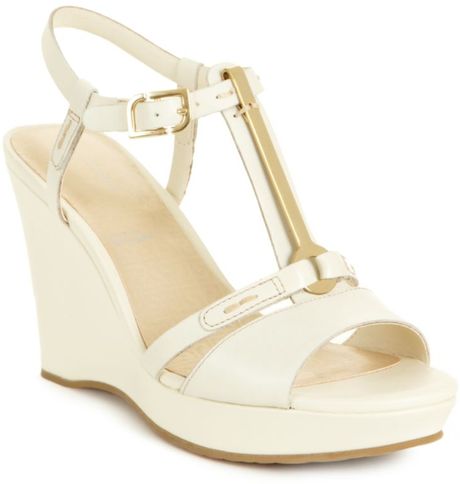 Rockport Locklyn Wedge Sandals in Beige (cream) | Lyst