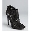 Stella Mccartney Black Faux Leather Floral Cutout Peep Toe Booties in Black - Lyst