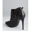 Stella Mccartney Black Faux Leather Floral Cutout Peep Toe Booties in Black - Lyst