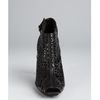 Stella Mccartney Black Faux Leather Floral Cutout Peep Toe Booties in Black - Lyst