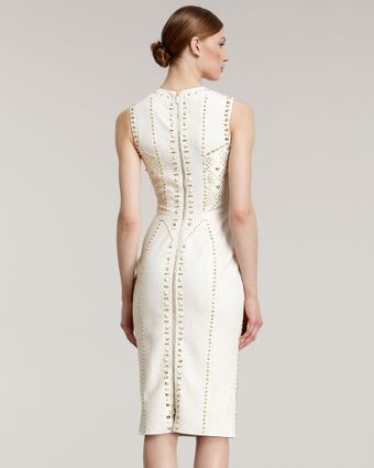 Versace Geometric-studded Leather Dress - Lyst