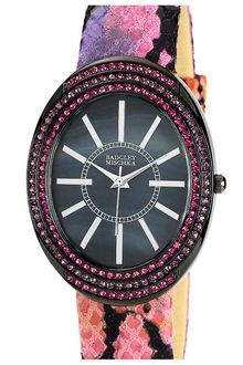 Badgley Mischka Embossed Leather Strap Watch - Lyst