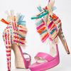 Brian Atwood Raffiaheel Colorblock Dorsay Sandal in Pink - Lyst