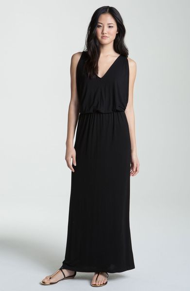 CaslonÂ® Vneck Knit Maxi Dress in Black - Lyst