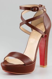 Christian Louboutin Summerissima Crisscross Platform Sandal Tobacco - Lyst