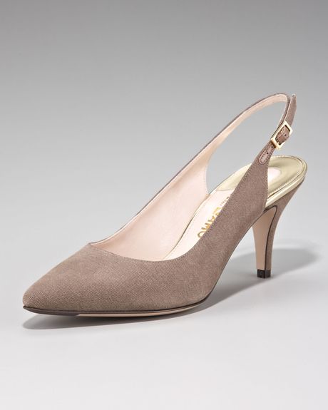 Ferragamo Canvas Slingback in Gray (elephant (grey)) - Lyst