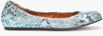 Lanvin Turquoise Python Ballerina Flats - Lyst