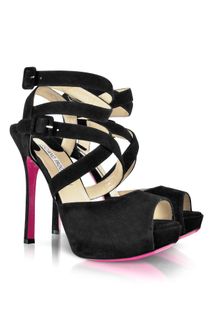 Luciano Padovan Black Suede Platform Sandal - Lyst