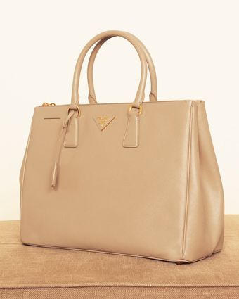  Saffiano Lux Top Handle Tote, Sand 