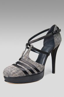 Stuart Weitzman Tweed T-strap Pump - Lyst