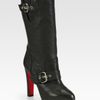 Christian Louboutin Leather Tall Motorcycle Boots in Black - Lyst