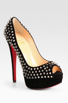 Christian Louboutin Studded Suede Platform Pumps - Lyst