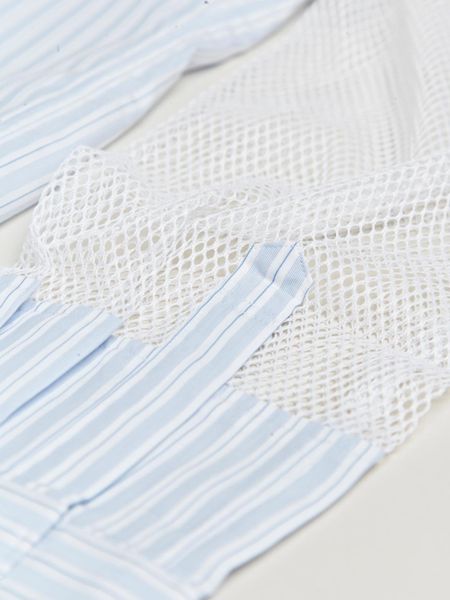 Comme Des Garçons Cotton Pin Stripe Ester Mesh Sleeve Shirt in Blue for Men - Lyst