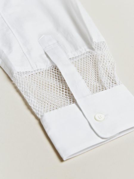 Comme Des Garçons Borad Stripe Ester Mesh Cuff Shirt in White for Men - Lyst