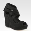 Dolce Vita Nubuck Leather Wedge Sandals in Black - Lyst