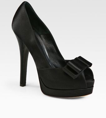 Fendi Satin Bow Platform Pumps - Lyst