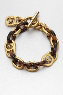 Michael Kors Tortoise Pattern Logo Lock Chain Link Bracelet - Lyst