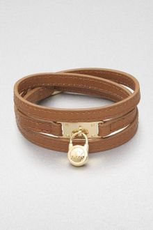 Michael Kors Logo Padlock Accented Leather Wrap Bracelet - Lyst