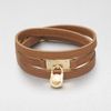 Michael Kors Logo Padlock Accented Leather Wrap Bracelet in Brown (tan) - Lyst