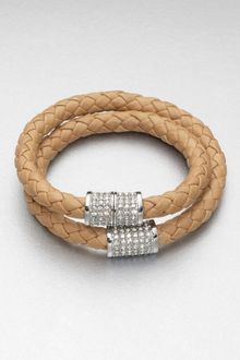 Michael Kors Stone Accented Plaited Wrap Leather Bracelet - Lyst